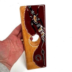 Australian Wooden Indigenous Hand‎ Painted Wine Bottle Holder